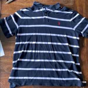 Black and white collared polo T-shirt